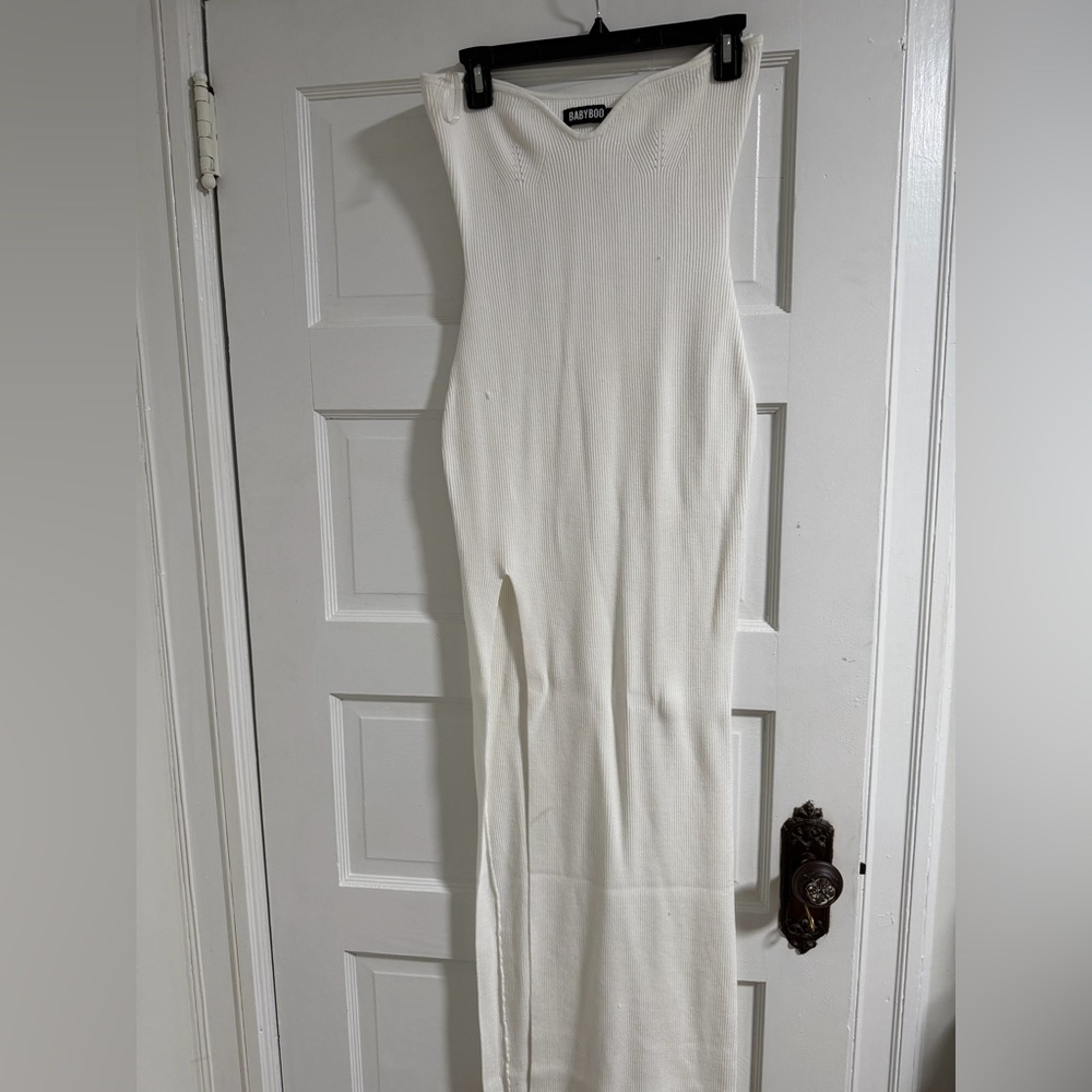 BabyBoo strapless white dress with slit